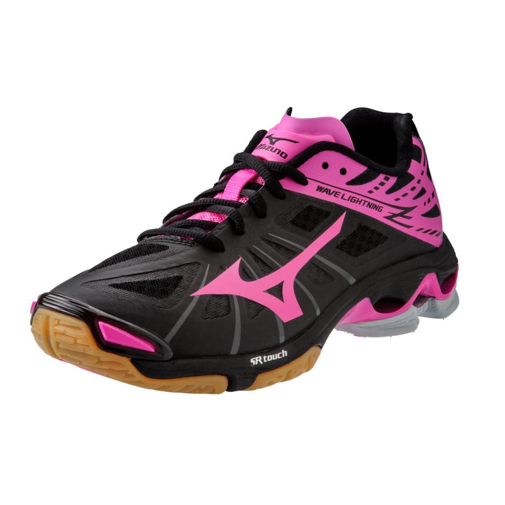 Mizuno Wave Lightning Z Women's Volleyball Shoes - Black & Pink | High Performance Indoor Court Shoes for Women | Size 12 | Perfect for Competitive Volleyball & Indoor Sports