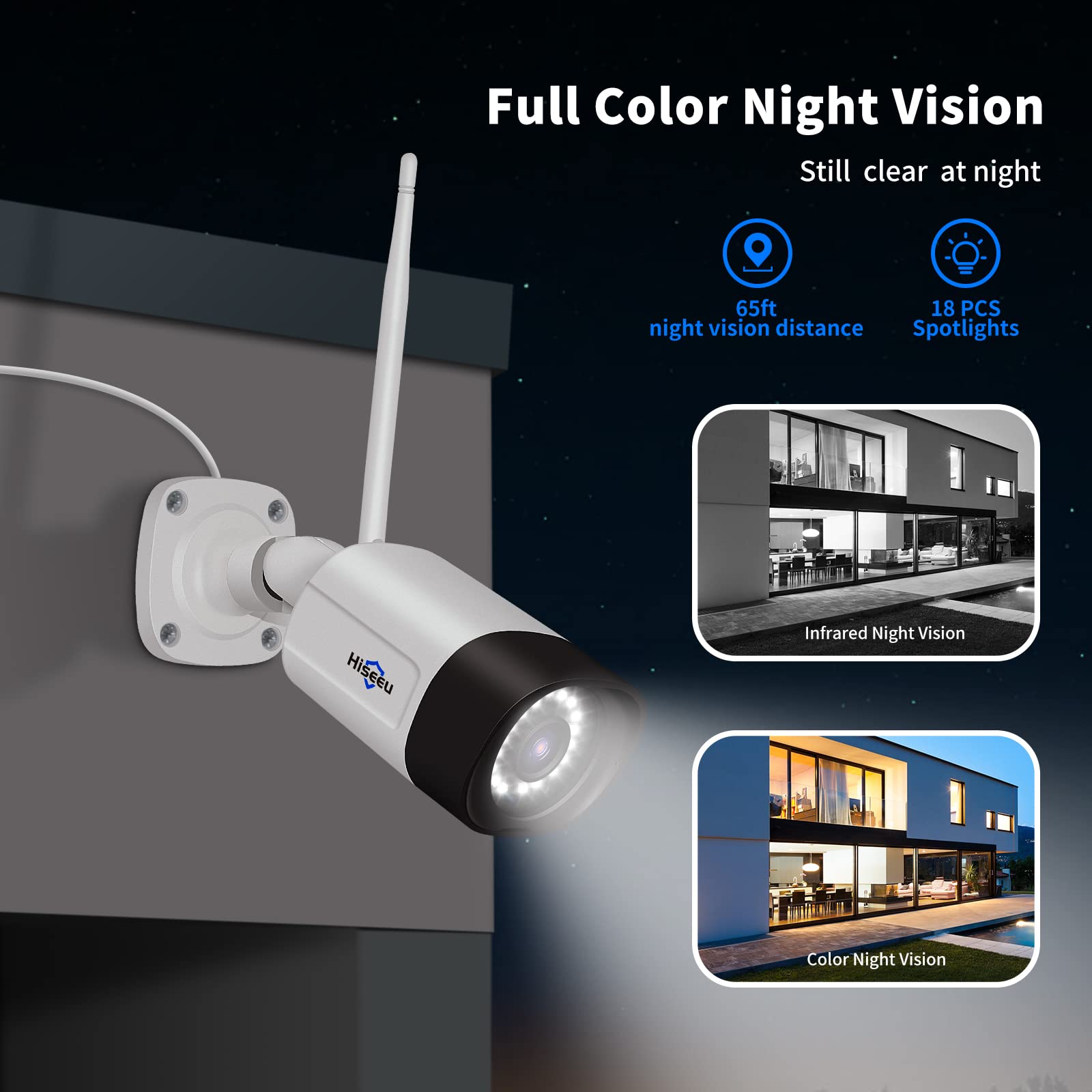 5MP Wireless Outdoor Security Camera with Night Vision & Motion Detection - WiFi Surveillance IP Camera for Home Security, Remote Access via iOS/Android/PC - Ideal for Backyard, Garage & Property Monitoring