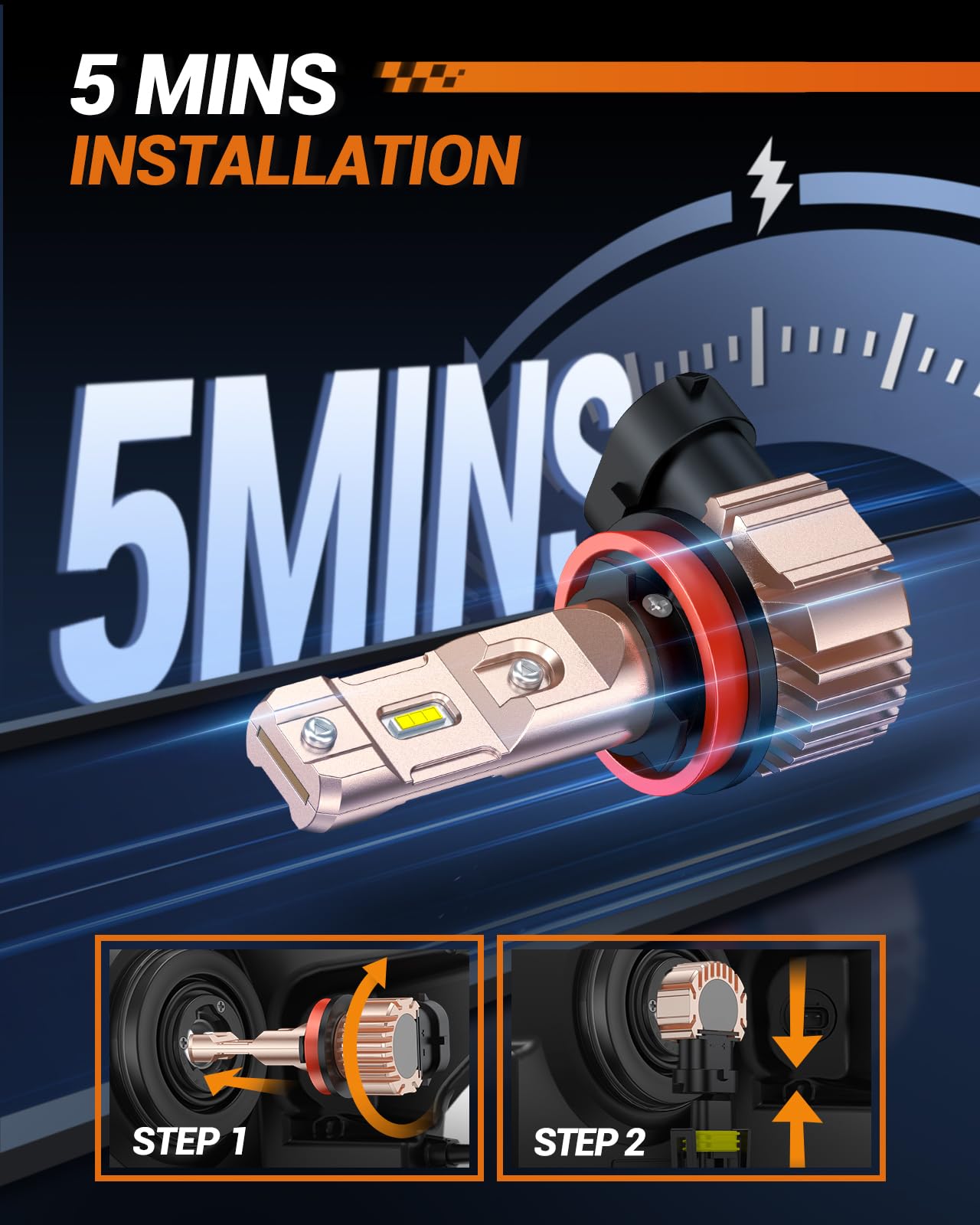 SEALIGHT H11 LED Fog Light Bulbs - 600% Brighter, 50,000 Hours Lifespan - H11/H16/H8/H9 Compatible - 10,000LM 6500K Cool White - Plug & Play - Pack of 2 - Perfect for Off-Road, Foggy Conditions & DRL Use