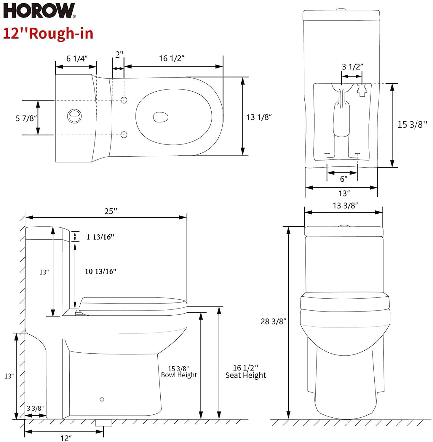 HOROW Compact One Piece Toilet 25