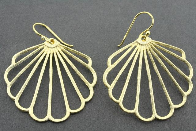 Gold Plated Fan Outline Earrings - Elegant Dangle Jewelry for Women - Perfect for Parties, Weddings & Everyday Wear