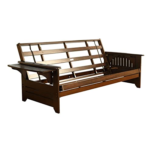 Pemberly Row Full-Size Traditional Hardwood Bed Frame in Espresso Brown - Sturdy Wooden Bed Frame for Master Bedroom & Guest Room