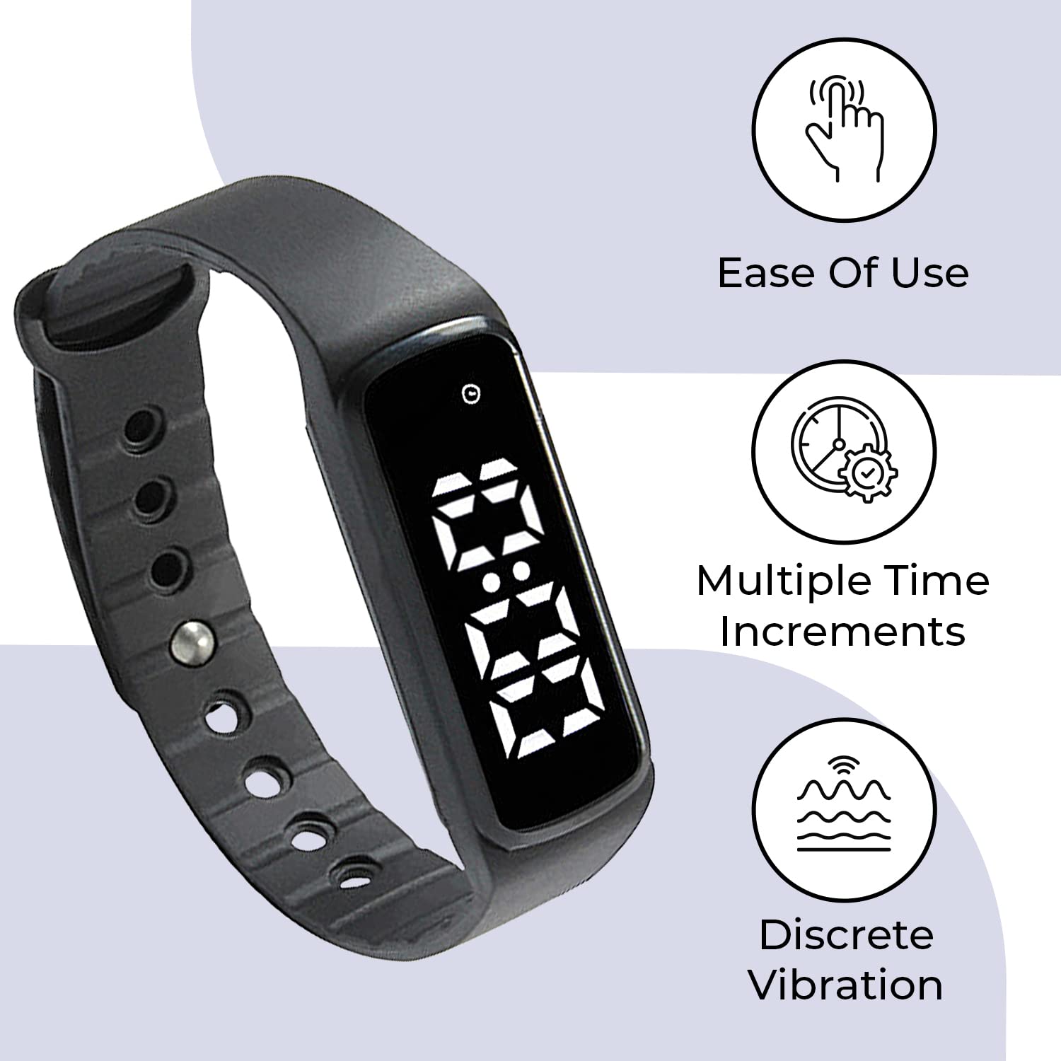 Sensory Timer Watch for Kids - Silent Alarm Clock Wristband with Countdown Function - Perfect for Classroom, Study Time & ADHD Focus Aid (Black)