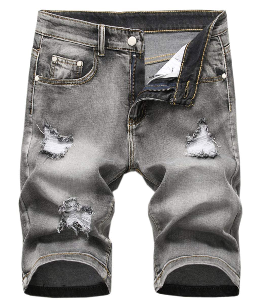 **Betusline Men's Distressed Ripped Denim Shorts - Classic Straight Fit Casual Jean Shorts for Summer | Perfect for Beach, Travel & Streetwear**