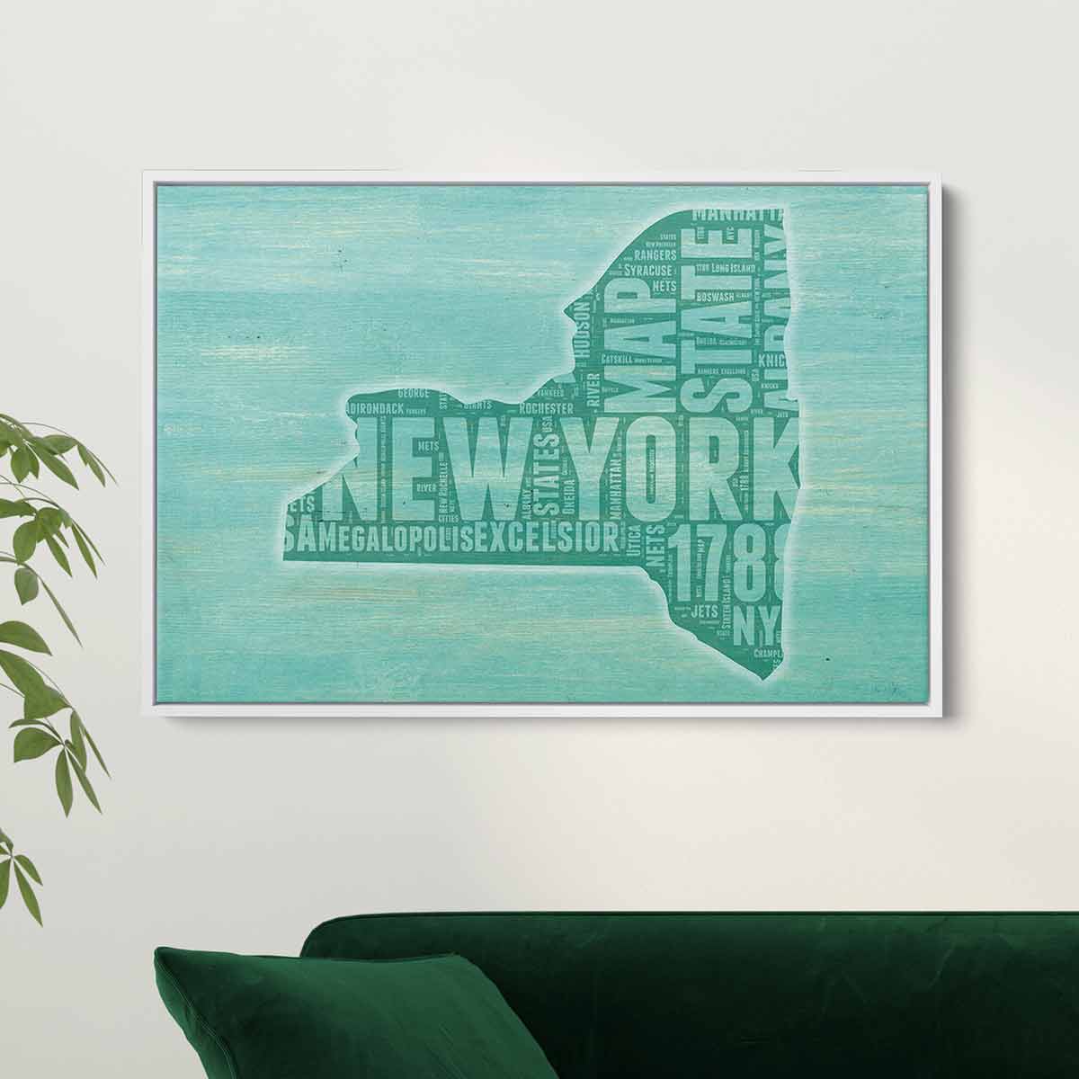 Blue New York Skyline Wall Art Canvas Print - Modern Cityscape Decor for Living Room, Bedroom & Office