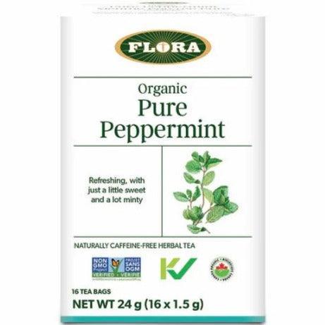 Flora Pure Peppermint Tea - 16 Organic Herbal Tea Bags for Relaxation & Digestion | Perfect for Stress Relief & After-Meal Wellness