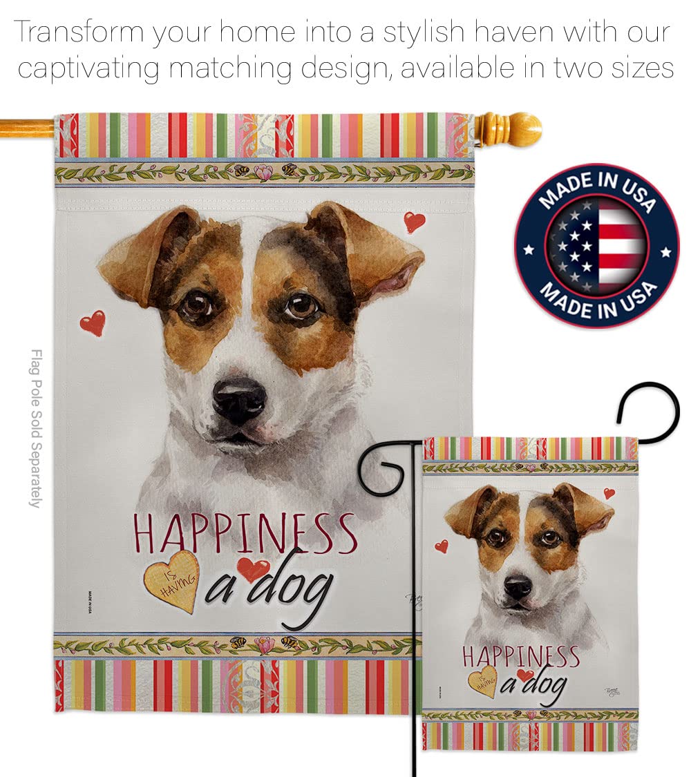 Russell Terrier Garden Flag Set with Stand - Double-Sided Dog Decor for Yard & Home