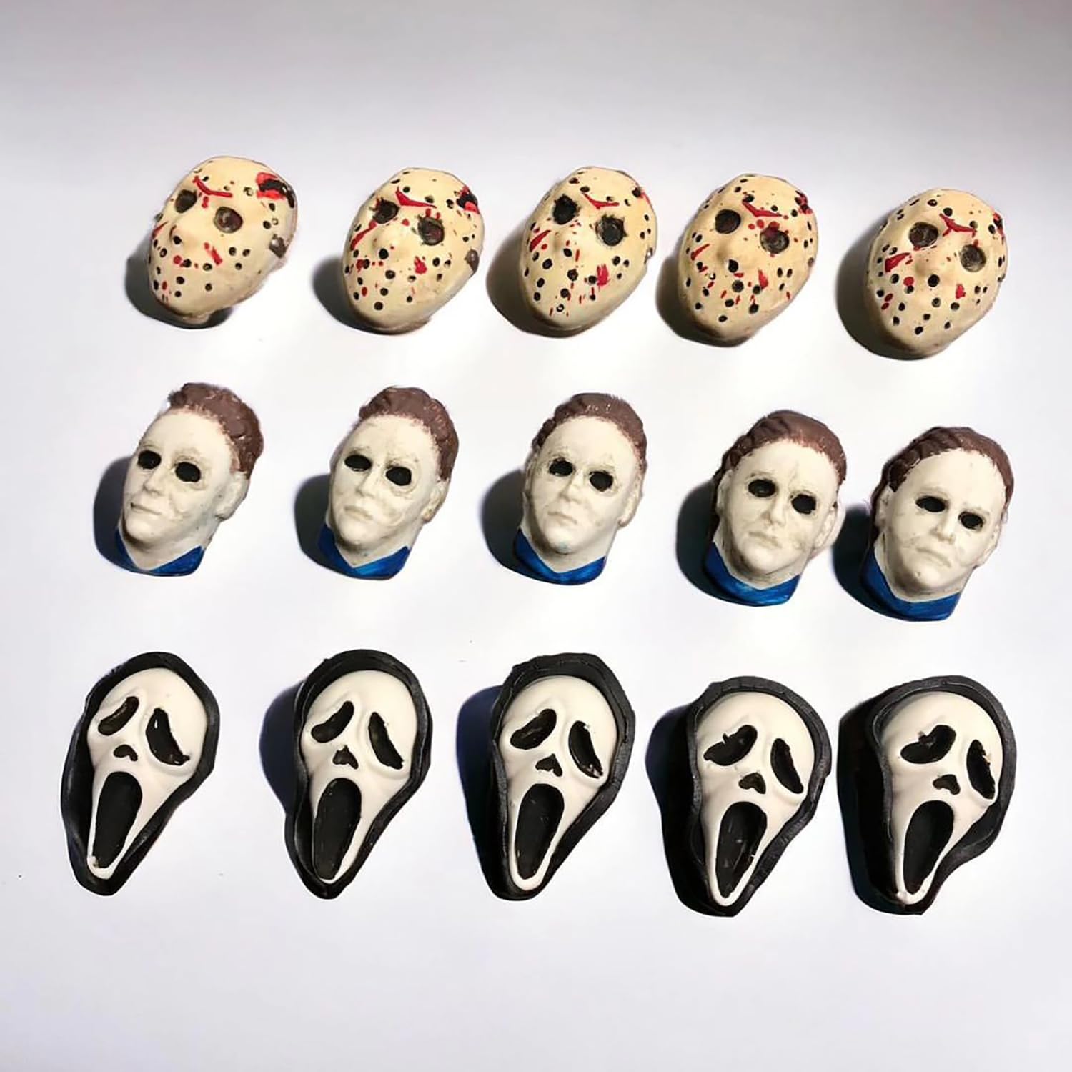 Premium 6-Cavity Halloween Silicone Chocolate Molds - Scary Movie Character Heads for DIY Chocolate, Candy, Soap, Pudding & Jelly Making - Perfect for Halloween Parties, Baking Gifts & Spooky Treats