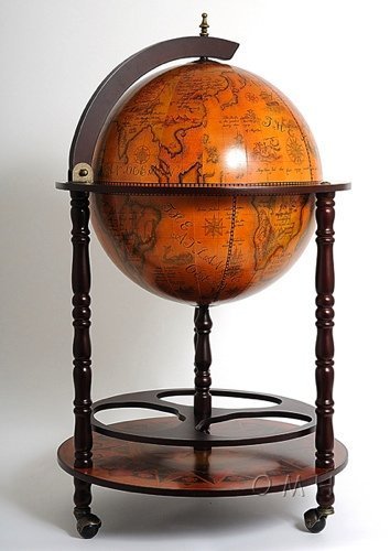 Vintage Handcrafted Globe Drinks Cabinet - Antique Style Floor Bar with Storage - Perfect for Home Bars, Man Caves & Entertaining Guests