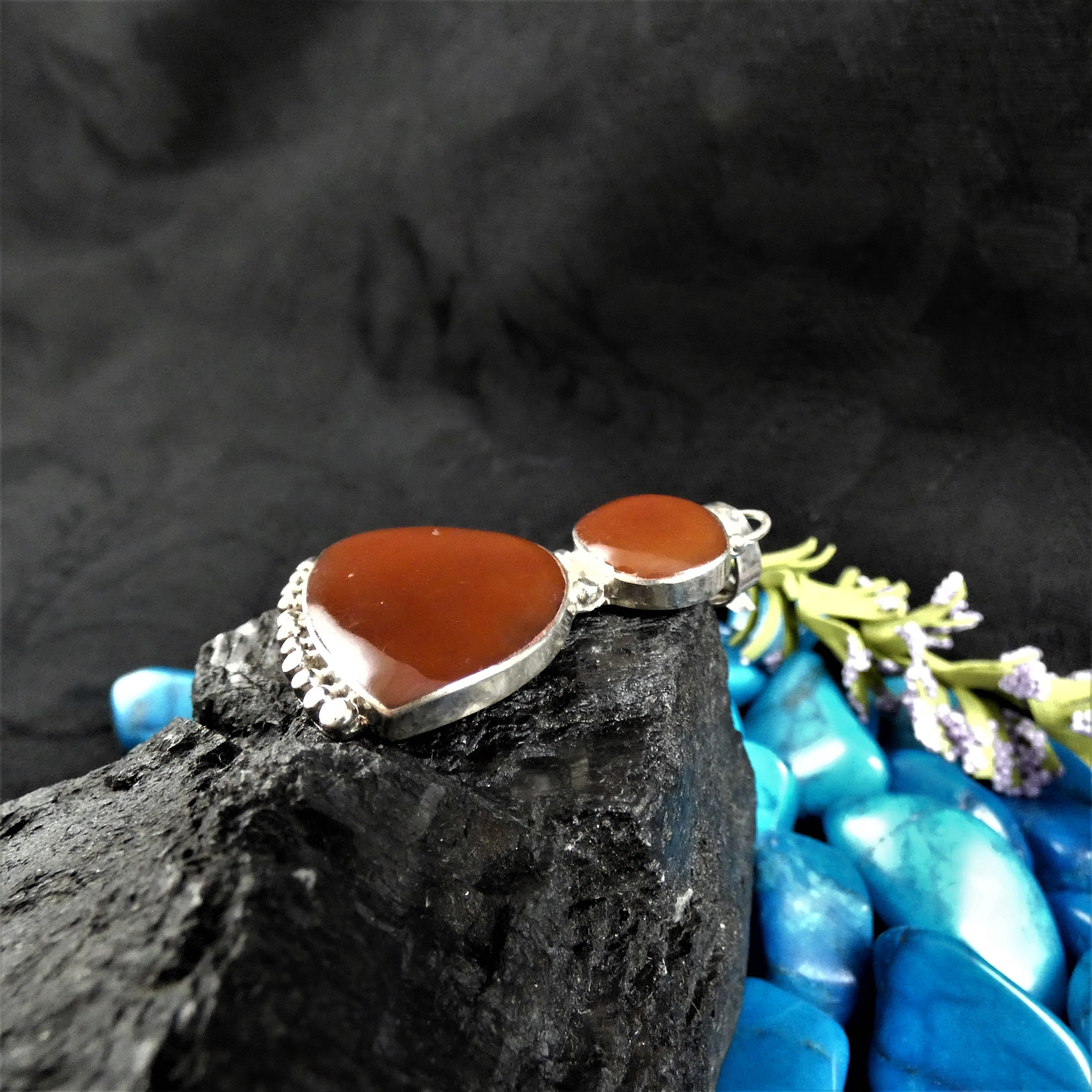 Natural Carnelian Gemstone Sterling Silver Pendant Necklace for Women - Elegant Healing Crystal Jewelry for Spiritual Protection & Positive Energy - Perfect for Meditation, Yoga & Everyday Wear