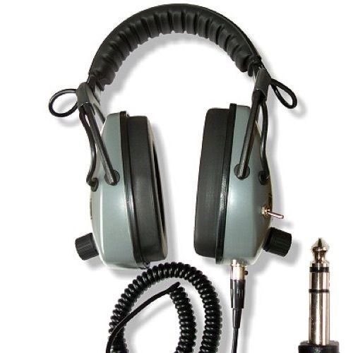 DetectorPro Gray Ghost NDT Headphones with 2 Coil Cables & 1/4 Angle Plug - Professional Metal Detecting Headset for Treasure Hunting, Gold Prospecting & Beach Metal Detector Accessories