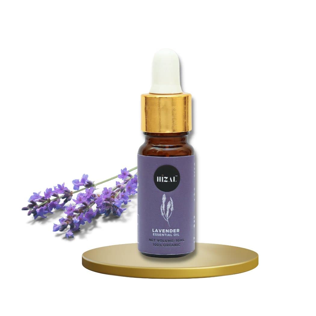 HIZAL 100% Pure Lavender Essential Oil, 10ML - Natural Aromatherapy Oil for Face, Hair & Skin Care - Perfect for Relaxation, Massage & Diffuser Use