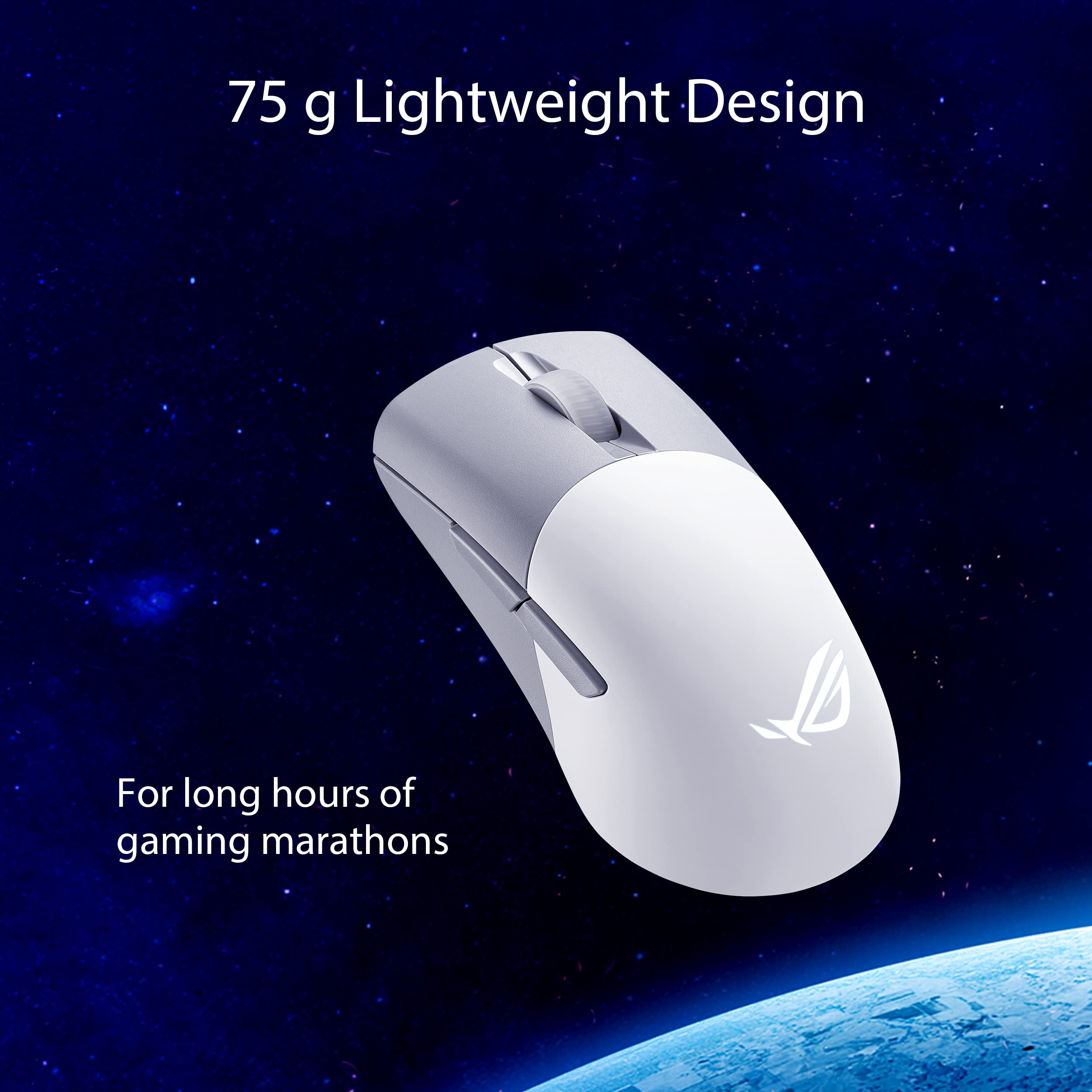 ASUS ROG Keris Wireless AimPoint Gaming Mouse - Tri-Mode Connectivity, 36000 DPI Optical Sensor, 5 Programmable Buttons, ROG SpeedNova Technology, Replaceable Switches, Paracord Cable (White) | Perfect for FPS, MOBA & Esports Gaming, Office Work & Professional Use