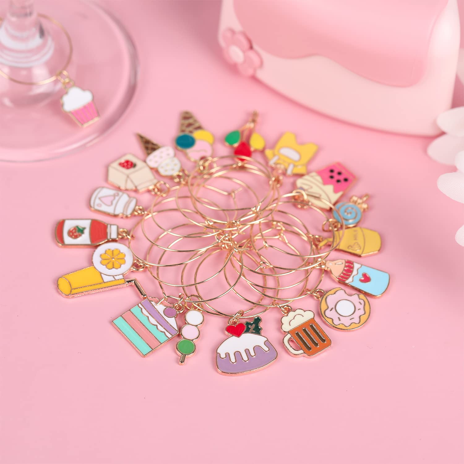 Funny Baby Shower Wine Glass Charms Set of 18 - Stemware Drink Markers & Party Decorations for Weddings, Bridal Showers & Celebrations - Unique Wine Glass Identifiers for Guests