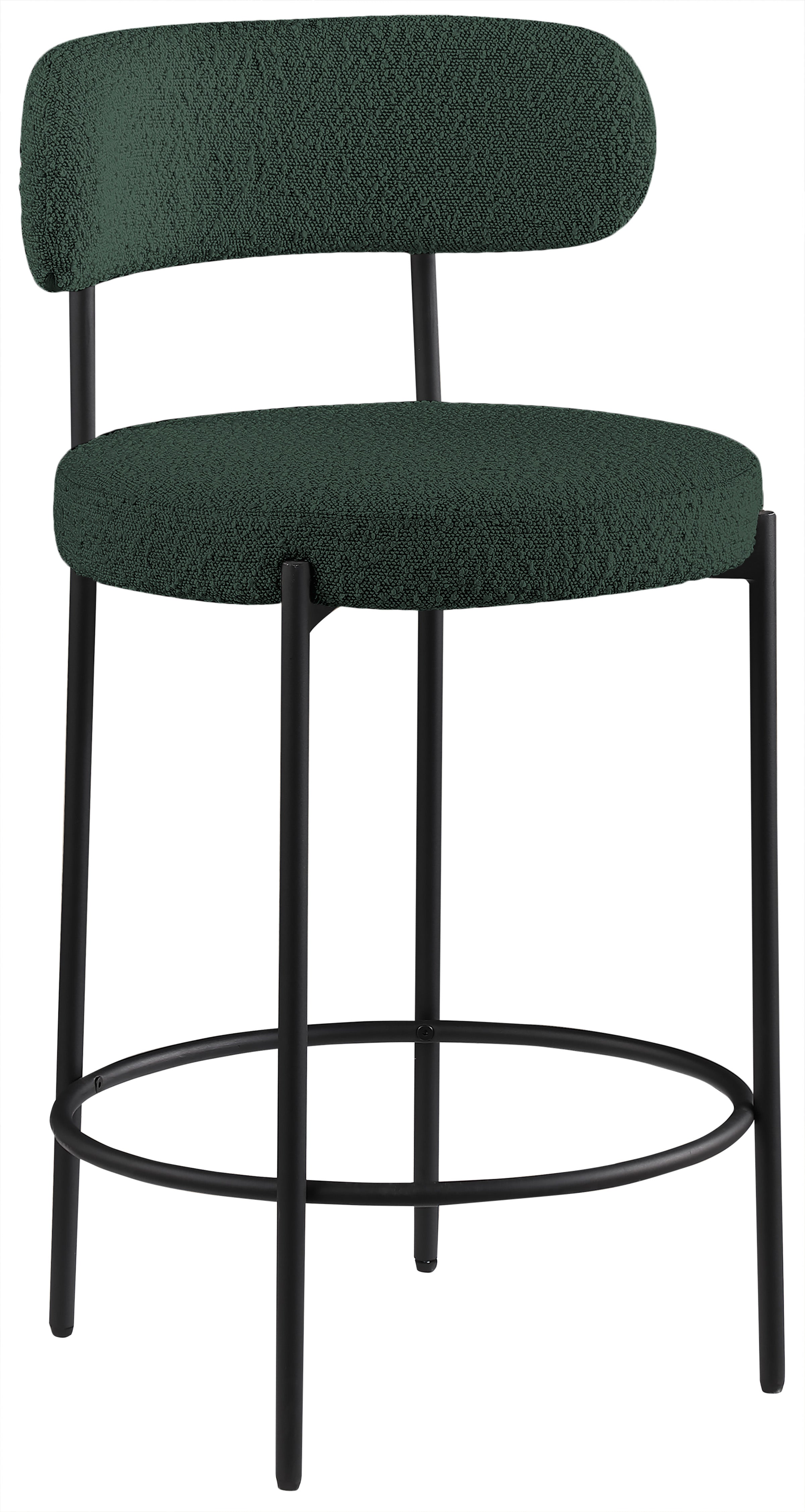 Beacon Boucle Fabric Stool - Modern Round Accent Chair with Soft Textured Upholstery for Living Room, Bedroom & Office Decor