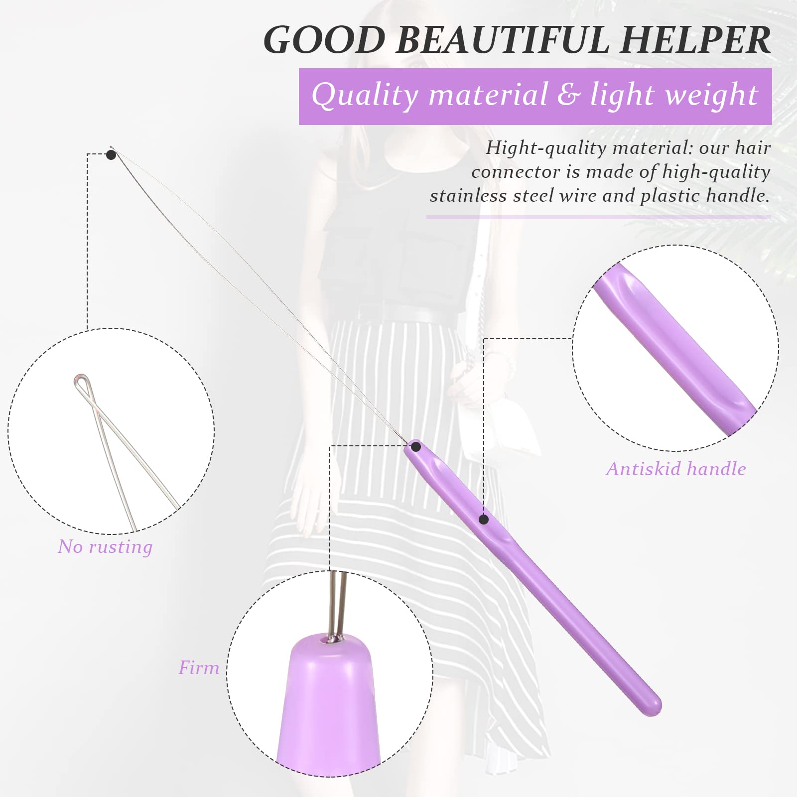 10 Pieces Hair Extension Loop Needle Threader & Bead Tool Set - Purple | Professional Hair & Feather Extension Hook for Easy Installation | Perfect for Salons, DIY Styling & Cosplay Accessories