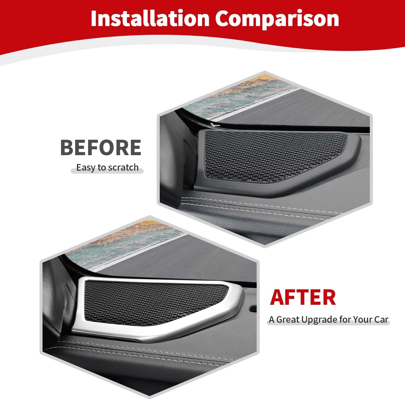 Jeep JL A Pillar Speaker Trim Cover - Silver Interior Accessories for Wrangler JL/JLU (2018+) & Gladiator JT (2020+) - 2pcs Set for Enhanced Audio & Stylish Upgrade | Perfect for Off-Road Adventures & Custom Car Modifications
