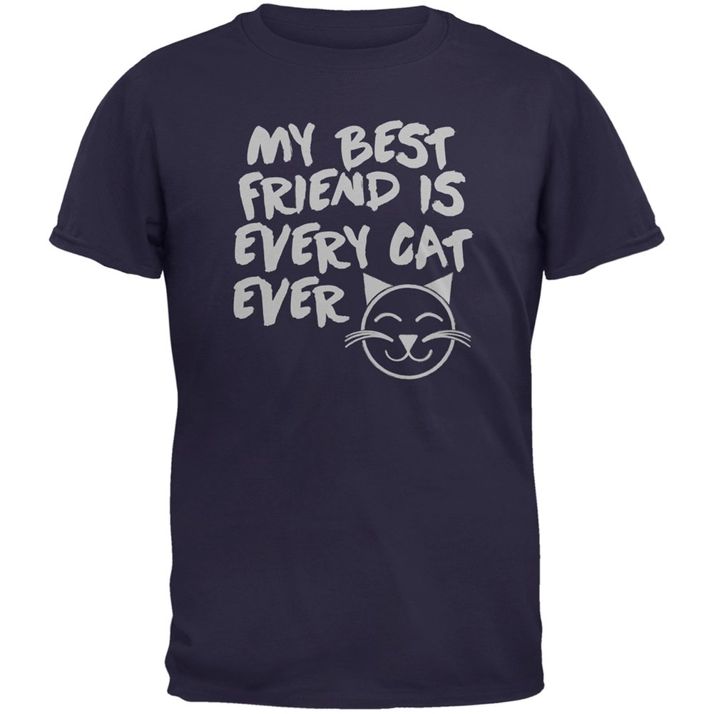 My Best Friend Is Every Cat Ever Navy Adult T-Shirt for Casual Wear & Cat Lovers