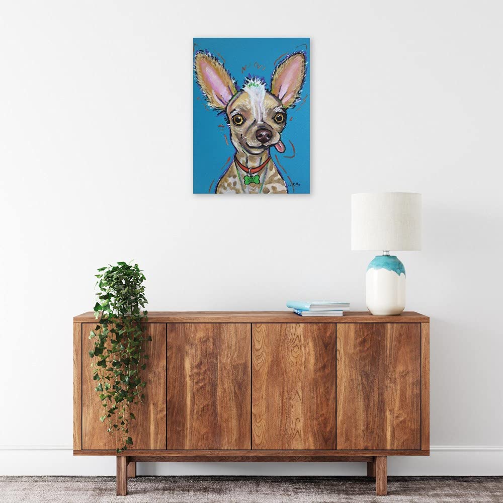 Chinese Crested Spike Dog Fine Art Canvas Wall Decor by Hippie Hound Studios - Ready to Hang 21x28 Inch - Perfect for Living Room, Bedroom, Office & More - Unique Pet Portrait Home Decor for Dog Lovers