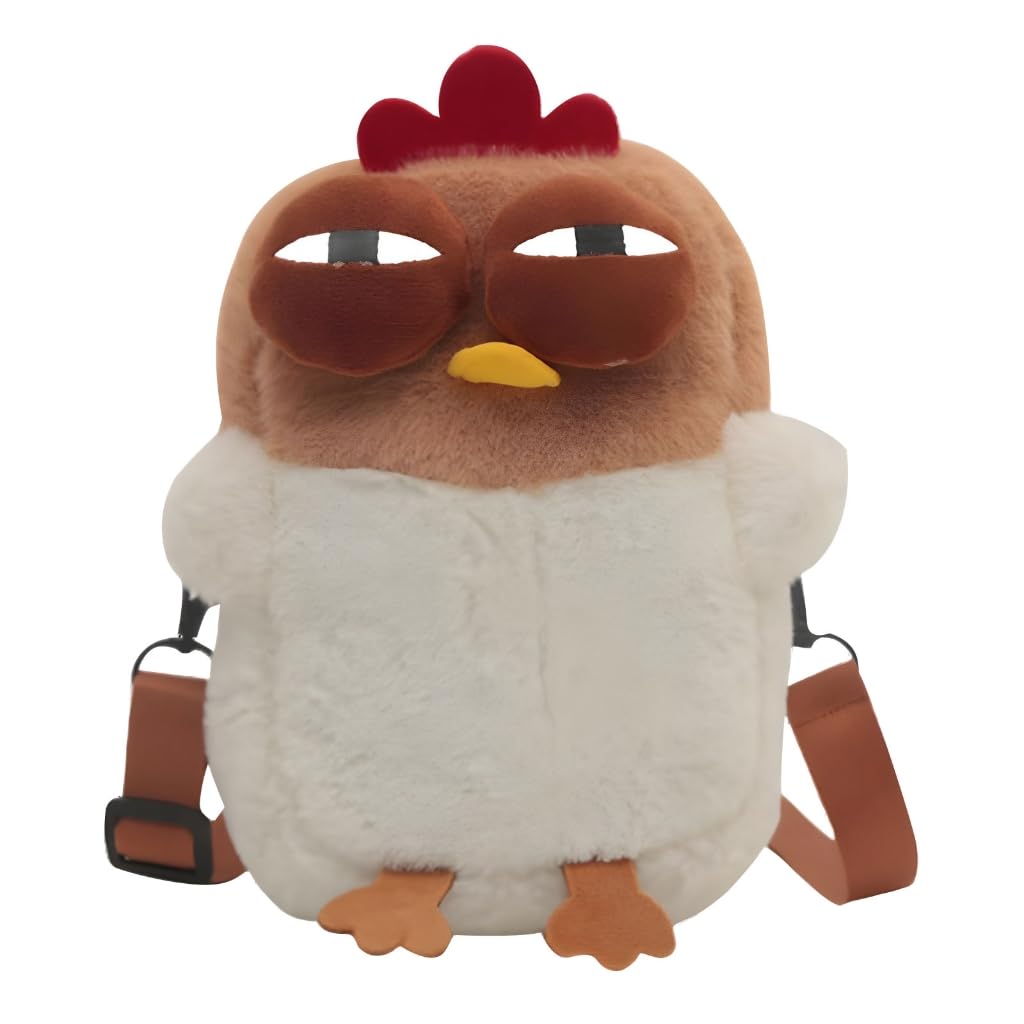 Soft Plush Chicken Shoulder Bag for Women & Kids - Cute Coin Purse & Small Items Organizer - Fashion Crossbody Satchel for Daily Use, Travel, and School Accessories