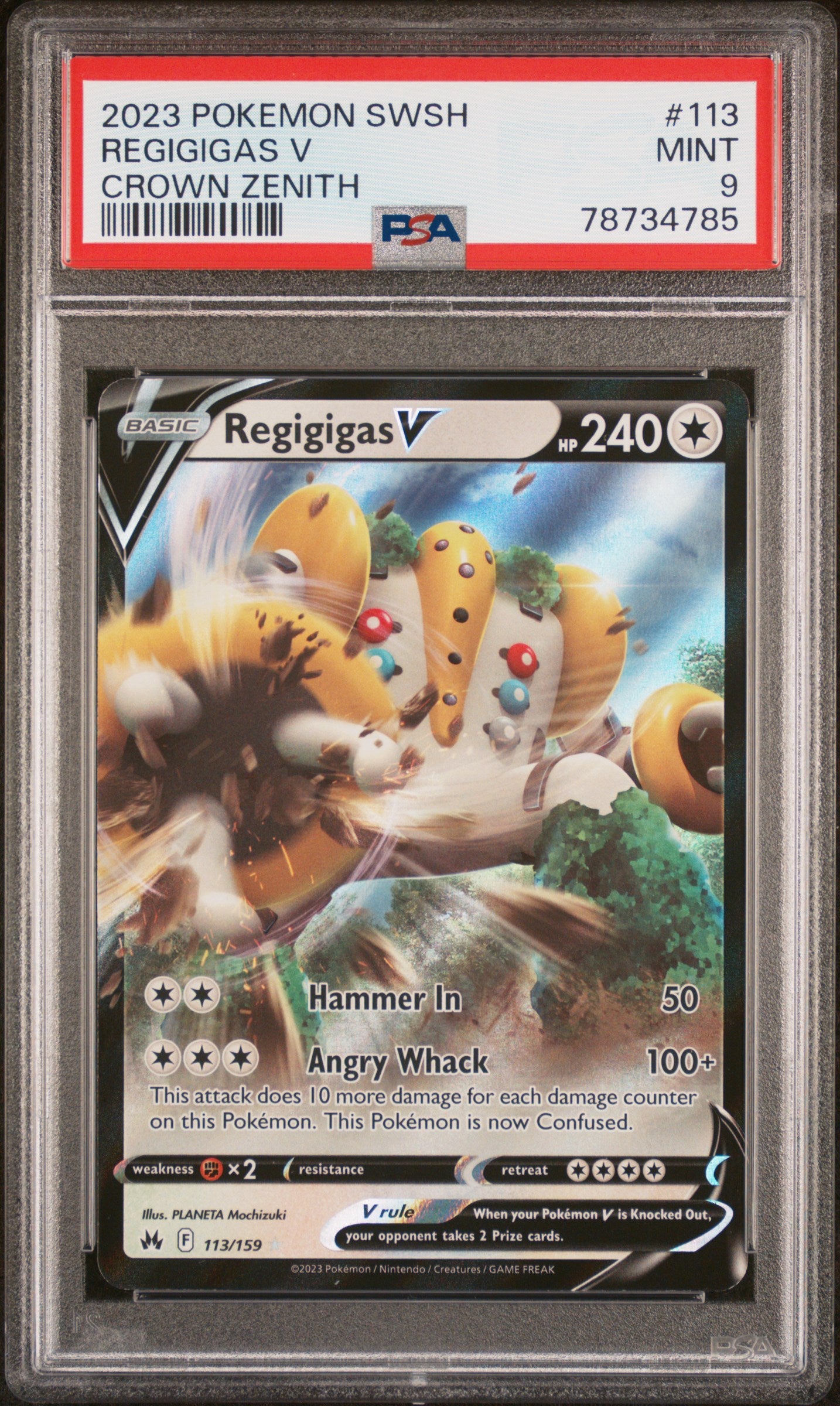 2023 Pokemon Sword and Shield Crown Zenith Regigigas V #113 PSA 9 Graded Card - Perfect for Collectors, Gaming Battles & Pokemon TCG Tournaments