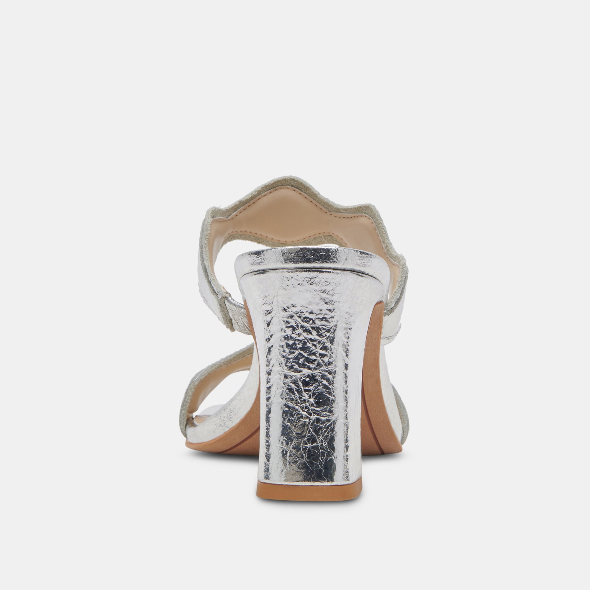 ILVA Women's Wide Heel Sandals - Silver Distressed Leather Shoes for Casual Outings & Evening Events