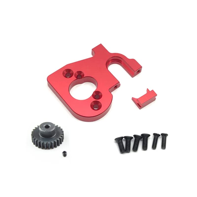 Upgrade RC Car Motor Mount Holder with Motor Gear for Wltoys 144001 124019 124018 - Durable Red Aluminum Alloy Replacement Part - Perfect for Off-Road Racing & DIY RC Car Modifications