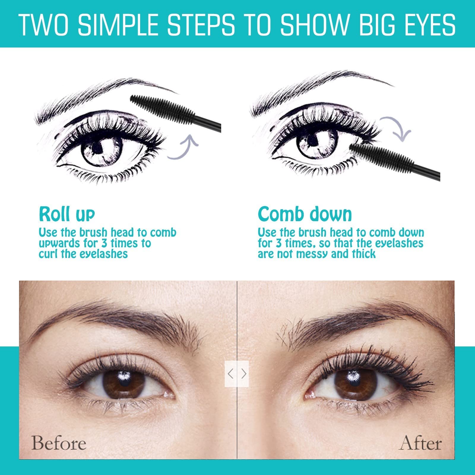 2 in 1 Waterproof & Volumizing Mascara - Lengthening & Curling Double Action Mascara for Long Lasting Definition | Perfect for Everyday Wear, Date Night & Special Occasions (Pink, One Size)