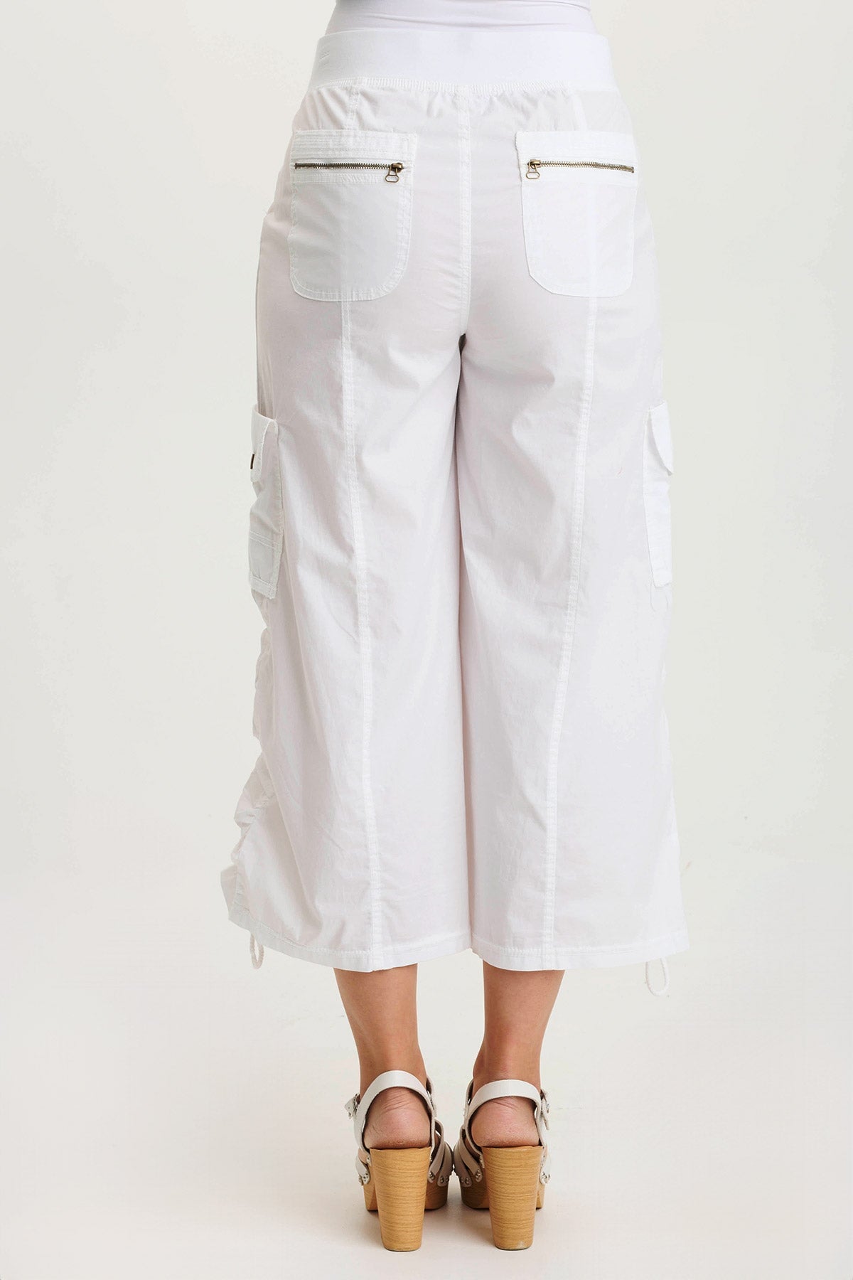 Muldoon Poplin Ruched Wide Leg Crop Pants for Women - Stylish High Waist Loose Fit Casual Trousers | Perfect for Summer Outfits, Beach Vacations & Boho Fashion