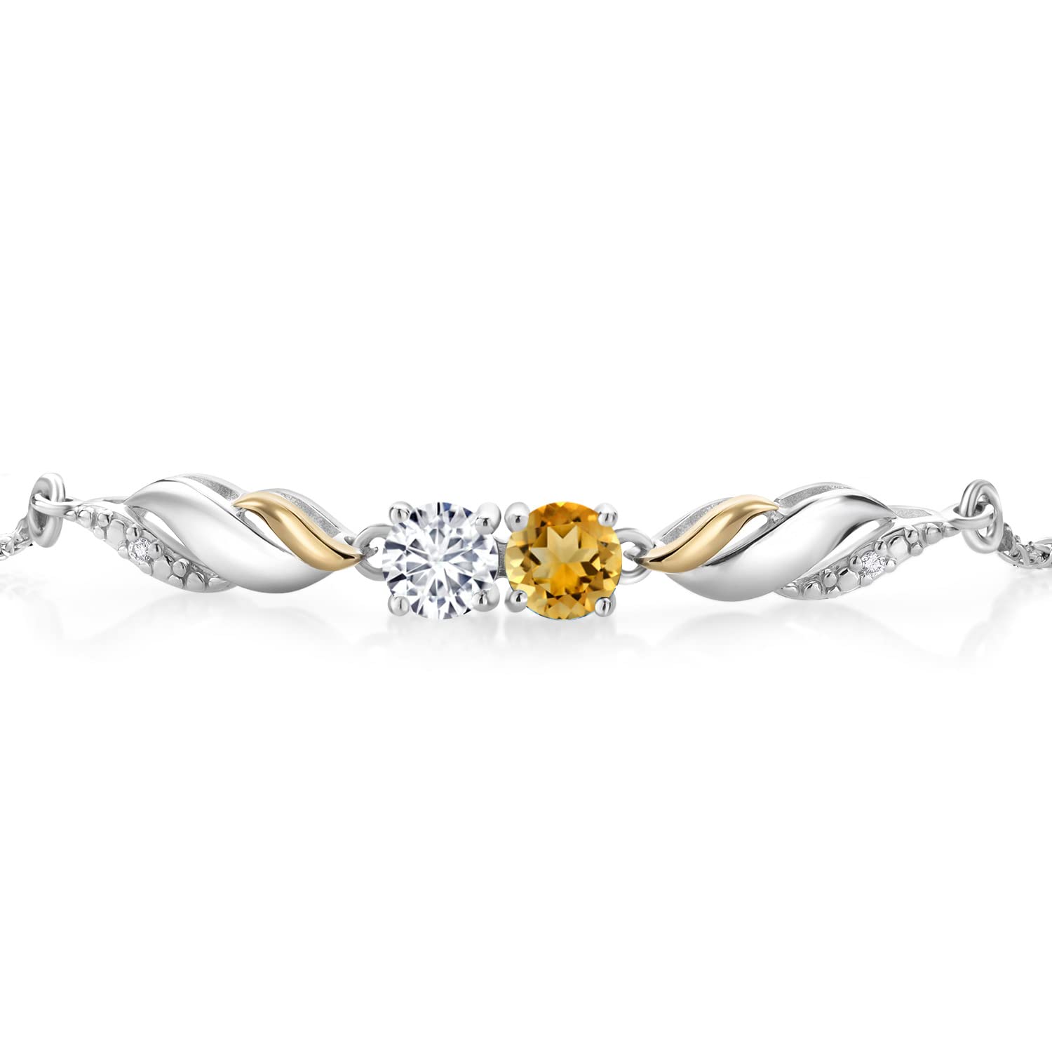 1.24Ct Yellow Citrine & Lab Diamond 925 Silver Bracelet for Women - Elegant Party Jewelry