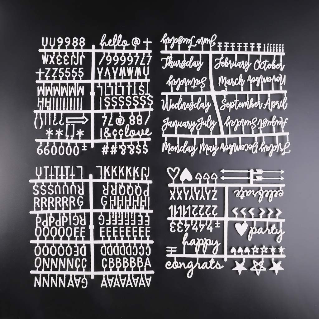 4Pcs White Plastic Minimalist Changeable Letter Board Set with Letters, Numbers & Symbols - Perfect for Home Decor, Office, Classroom & DIY Projects