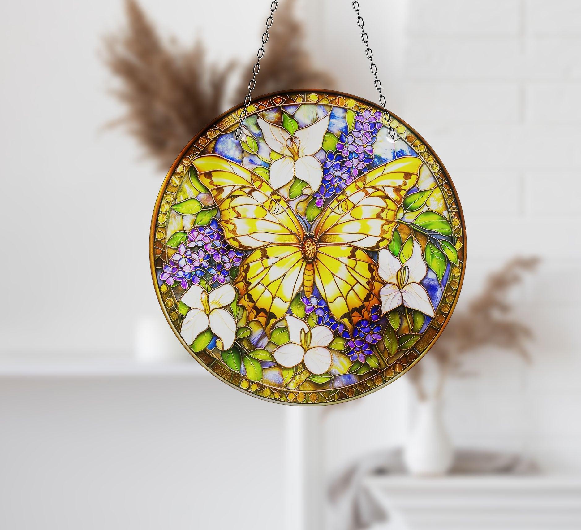 Vibrant Butterfly Suncatcher Window Decor - Handmade Stained Glass Sun Catchers for Home, Garden & Office - Perfect for Windows, Nursery & Gift Giving