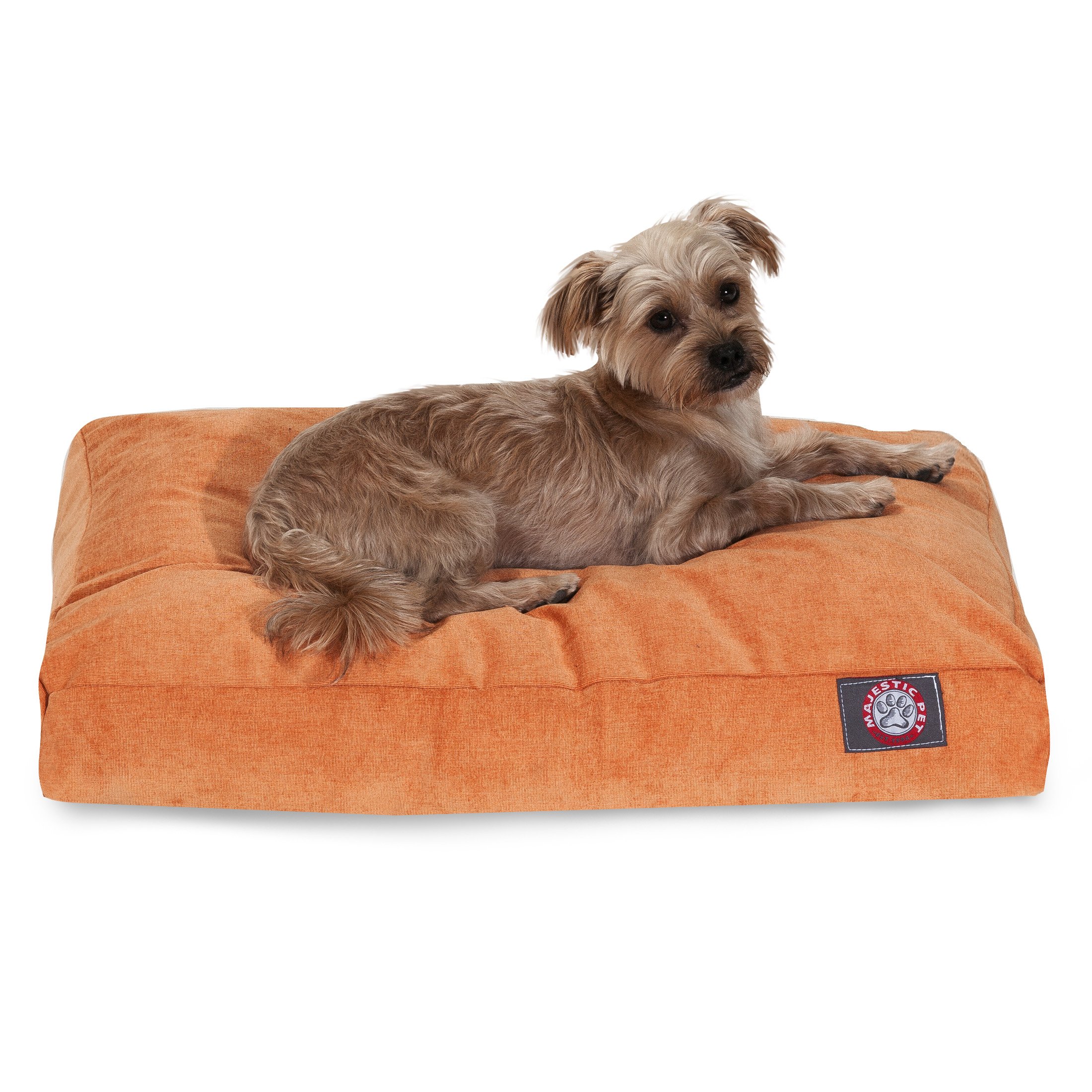 Majestic Pet Villa Washable Rectangle Dog Bed - Non-Slip Comfortable Crate Bed with Removable Cover - Medium Orange Polyester Fiber Kennel Bed for Dogs - Perfect for Indoor Sleeping, Crate Training & Pet Lounging
