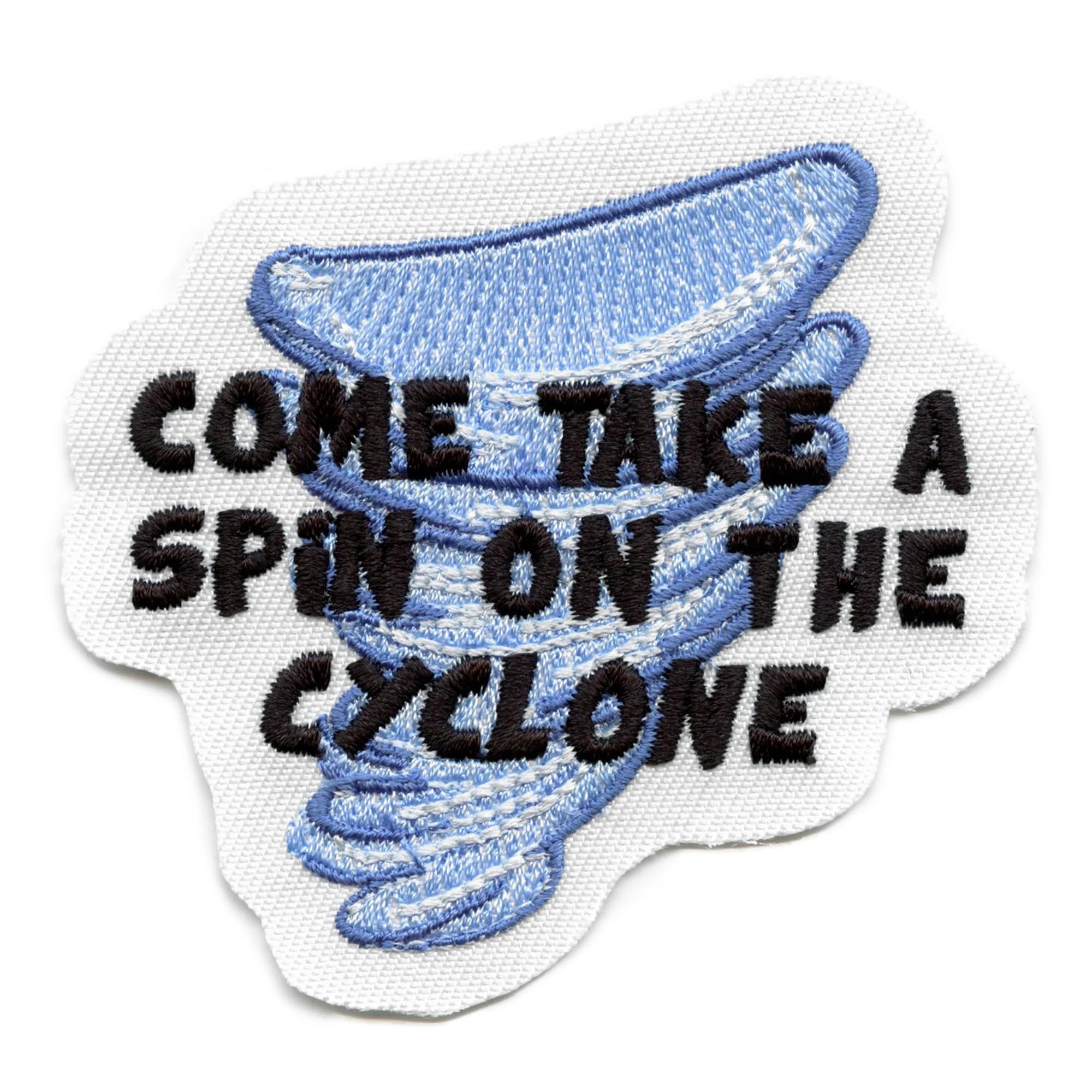 Cyclone Patch Funny Viral Meme Embroidered Iron On for Jackets & Hats - Trendy DIY Applique for Denim, Backpacks & More