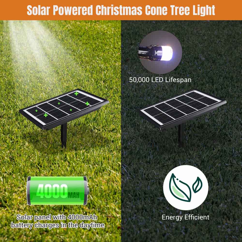 9ft Solar Powered Outdoor Christmas Tree with LED Lights - Perfect for Holiday Decorations in Gardens, Patios, and Front Yards