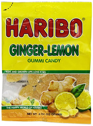 Haribo Gummy Candy - Ginger Lemon Flavor, 4-Ounce Bags (Pack of 6) | Sour & Sweet Treats for Parties, Snacks & Gift Baskets | Jersey Candy Company