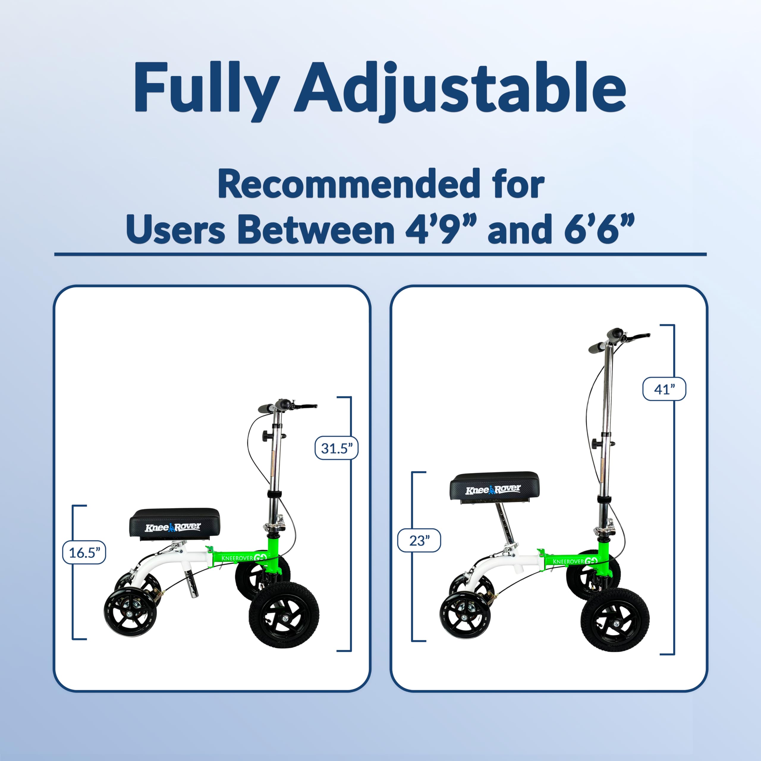 **KneeRover GO Hybrid - Compact All-Terrain Knee Scooter for Adults | Heavy Duty Knee Walker for Foot Surgery, Broken Ankle & Injury Recovery | Best Crutch Alternative | Ideal for Indoor & Outdoor Mobility (Green)**