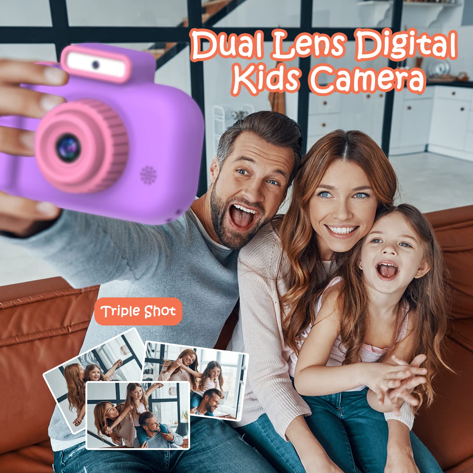 Upgrade Kids Digital Camera - Full HD Video Camera for Boys & Girls Ages 3-9 | 32GB SD Card Included | Perfect Birthday Gift for Toddlers & Teens | Portable Toy Camera for Travel, Outdoor Adventures & Creative Learning (Purple)