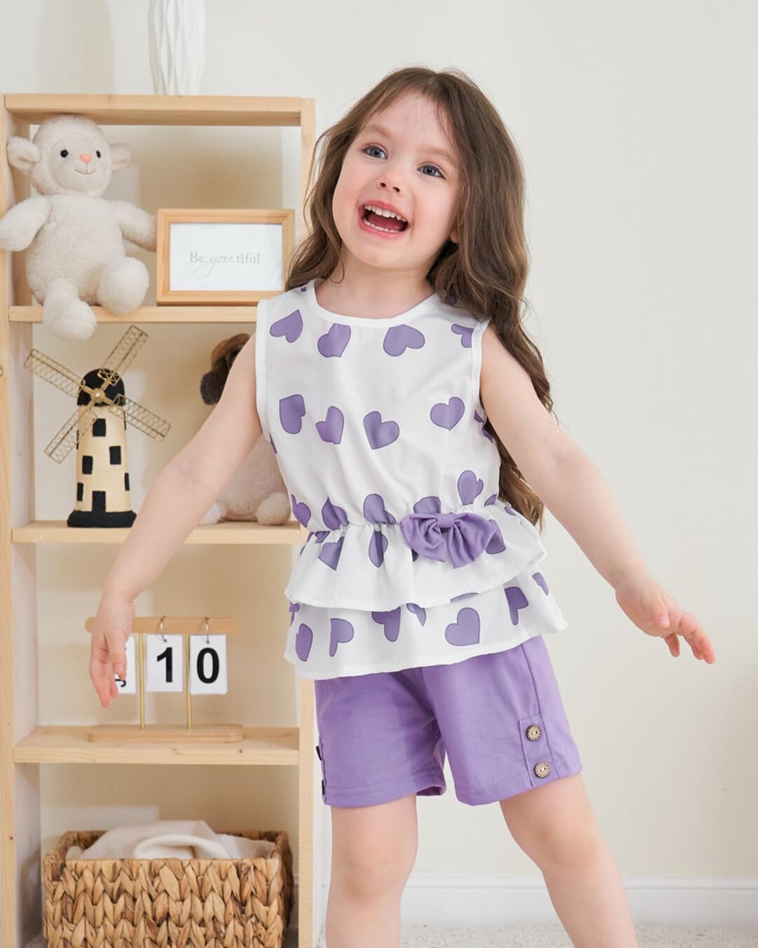 Girls' Heart Print Sleeveless Top & Shorts Set - Cute Toddler Summer Outfits for Playtime & Beach Vacations