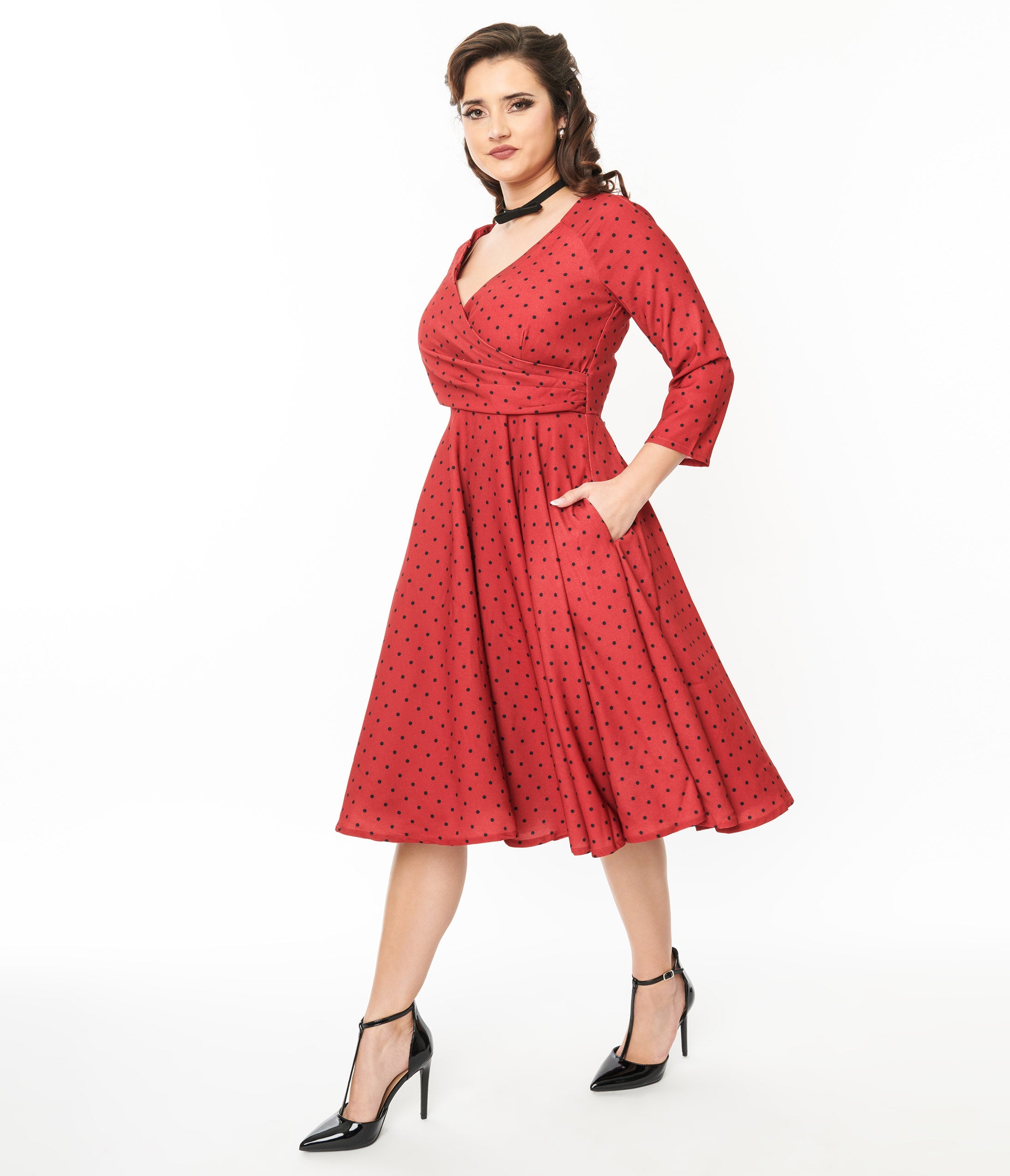 Red & Black Polka Dot Genevieve Swing Dress - Flowy A-Line Summer Dress for Women | Perfect for Parties, Dates & Casual Outings