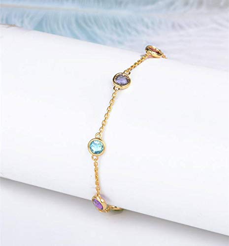 18K Solid Gold Multi-Gem Bracelet & Anklet - Anniversary & Wedding Jewelry Gift - Rose, Yellow & White Gold Options - Bulk Wholesale Available - Perfect for Bridal Shower, Engagement & Romantic Occasions
