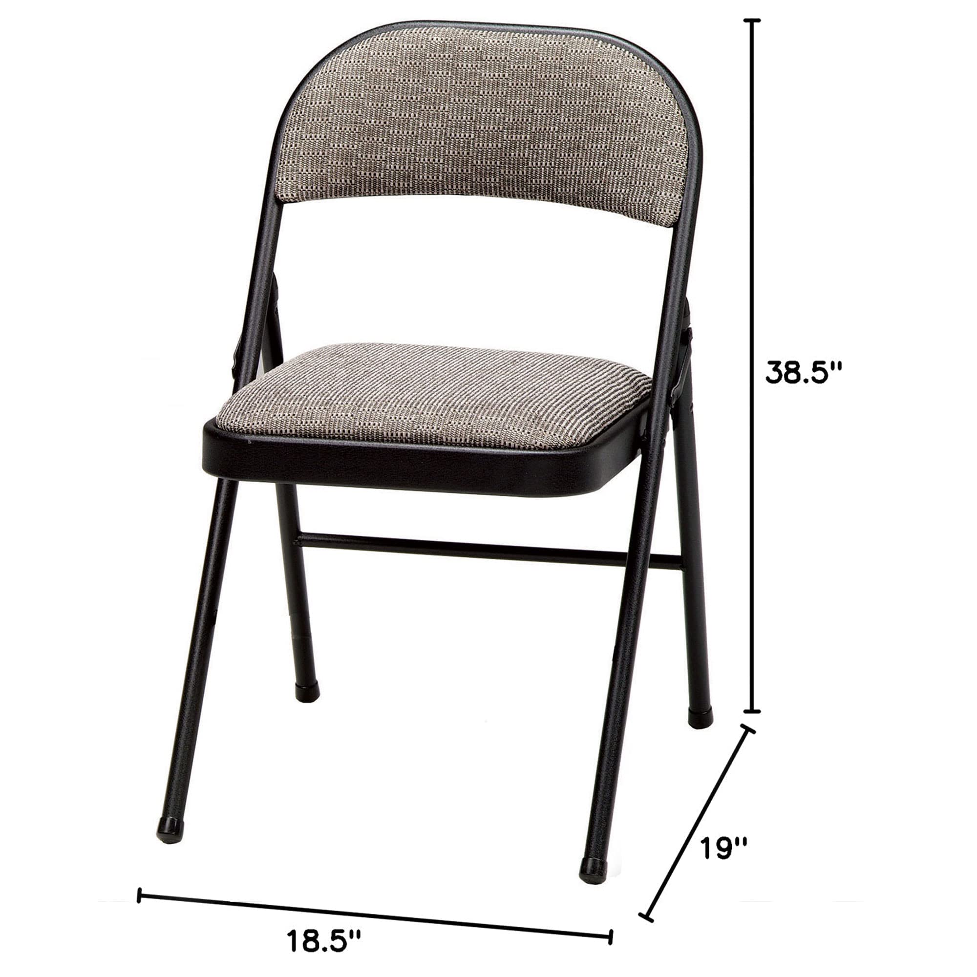 MECO 4 Pack Padded Folding Chairs - Cushioned Metal Fabric Foldable Chairs for Indoor & Outdoor Use, Black - Perfect for Parties, Camping, Picnics & Home Events