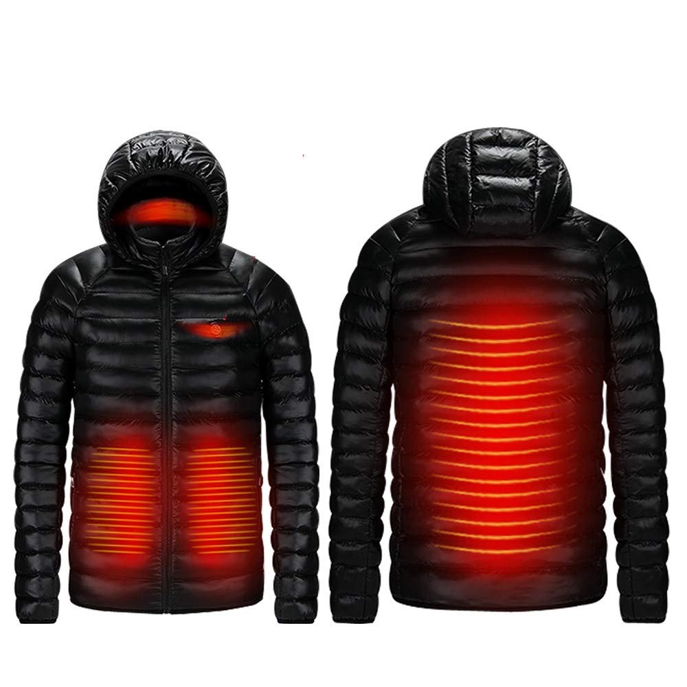 HQTN Men & Women Heated Down Jacket - USB Electric Thermal Waterproof Winter Coat for Outdoor Activities (Power Bank Not Included) - Perfect for Skiing, Hiking & Cold Weather Adventures