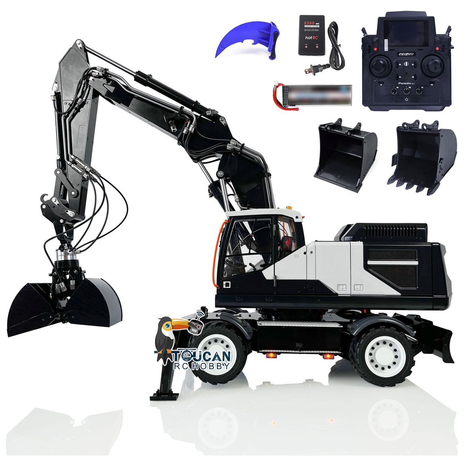 EC380 1/14 Scale RC Hydraulic Excavator Toy - Remote Control Construction Vehicle with 3-Arm Digger, Tiltable Clamshell Bucket & Wheeled Chassis | Kids Outdoor Play, Construction Simulation, STEM Learning Toy
