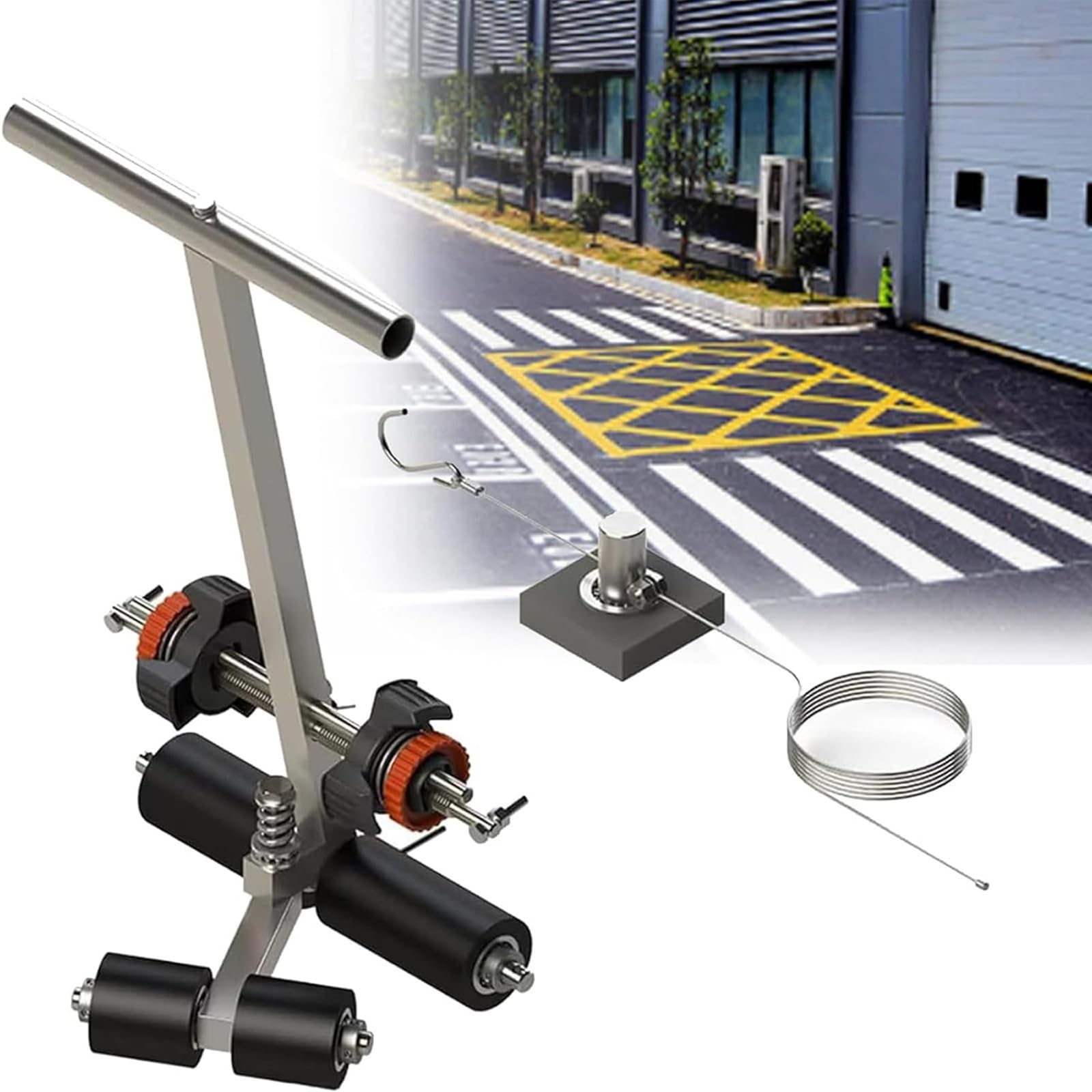 Professional Basketball Court Marking Kit - Line Tape Machine & Paint Applicator for Tiles, Concrete, Asphalt Floors | DIY Court Lines & Circles | Perfect for Gymnasiums, Driveways & Sports Facilities