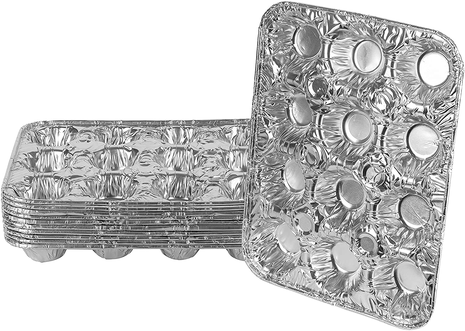 200-Pack Disposable Aluminum 12-Cavity Mini Muffin Foil Pans - Perfect for Baking Cupcakes, Muffins & Desserts at Home, Parties & Catering Events