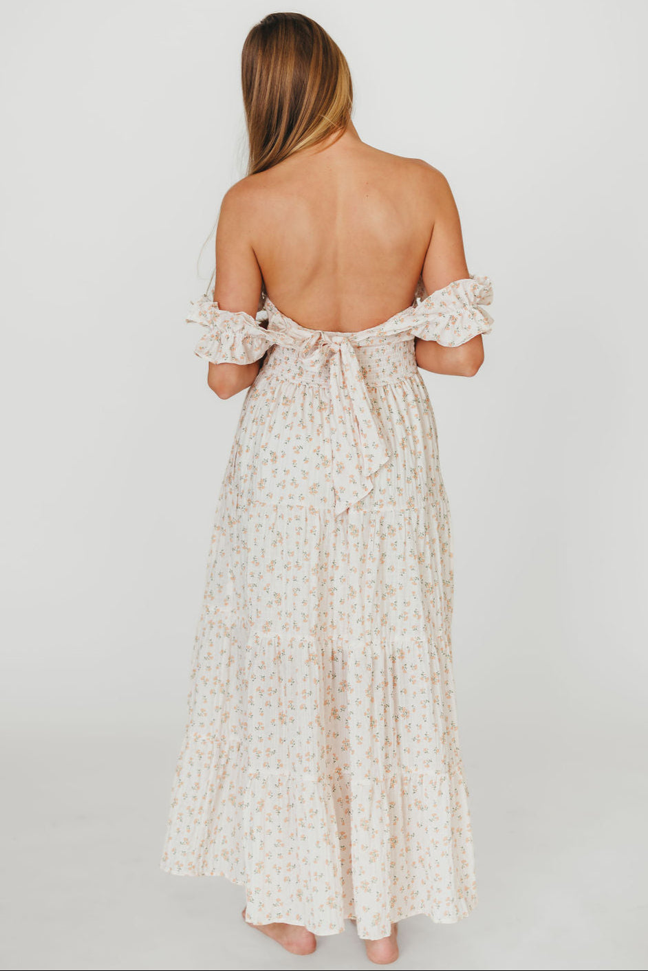 Margot Maxi Dress in Peach Floral - Elegant Summer Flowy Dress for Women | Perfect for Beach Vacations, Weddings & Date Nights
