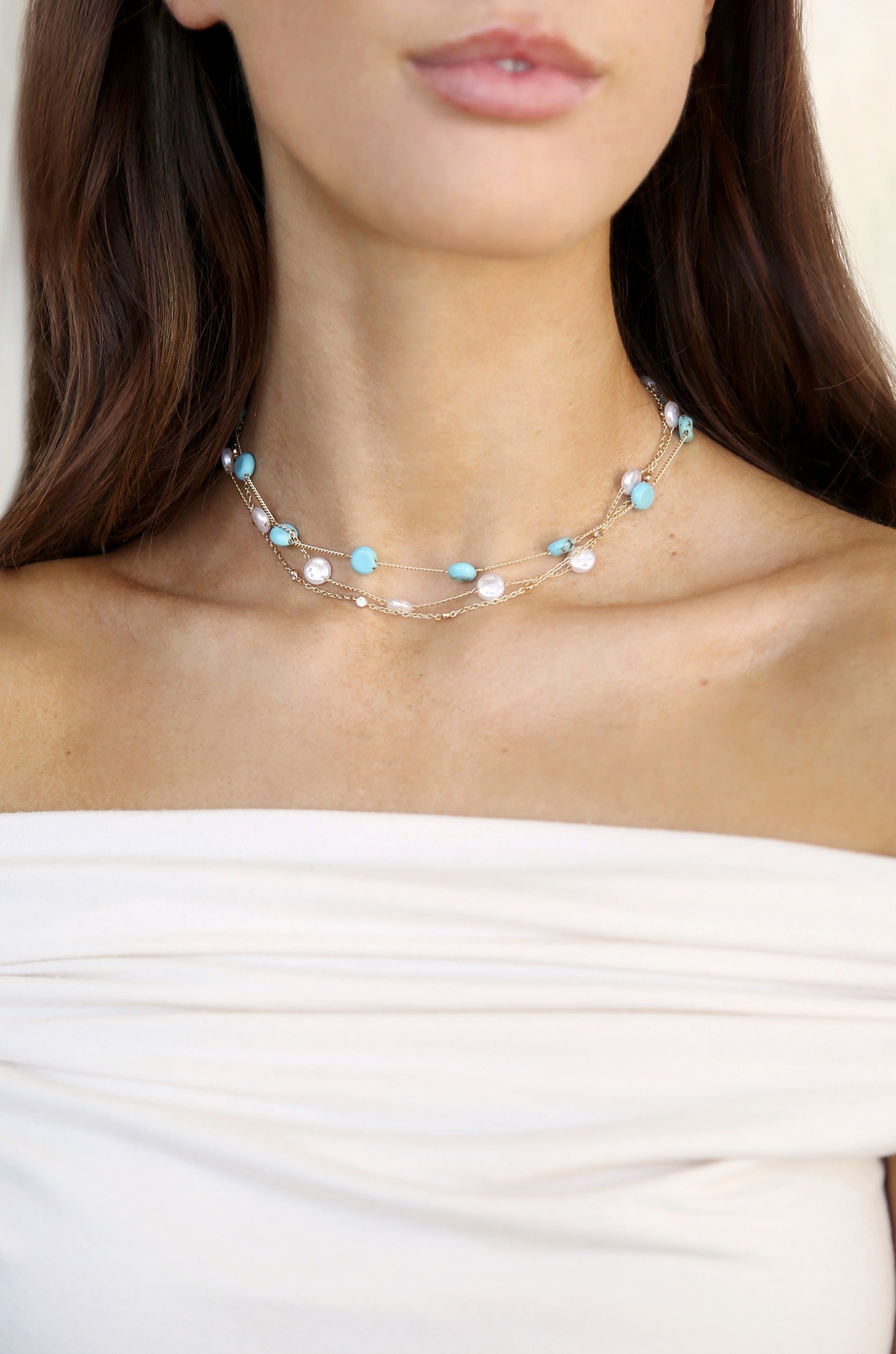 Elegant Turquoise & Pearl Necklace for Women - Perfect for Weddings, Parties & Special Occasions