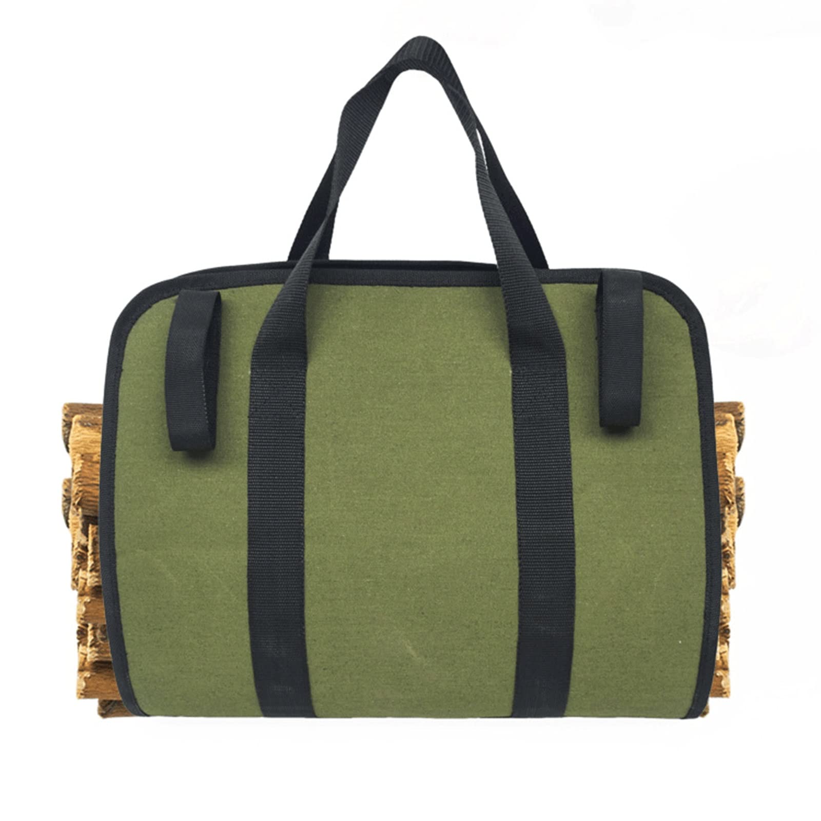 Feijia Large Canvas Firewood Log Tote Bag - Heavy Duty Firewood Storage & Carrier for Indoor Fireplace - Durable Home Firewood Organizer for Wood Stove, Camping & Cozy Winter Nights