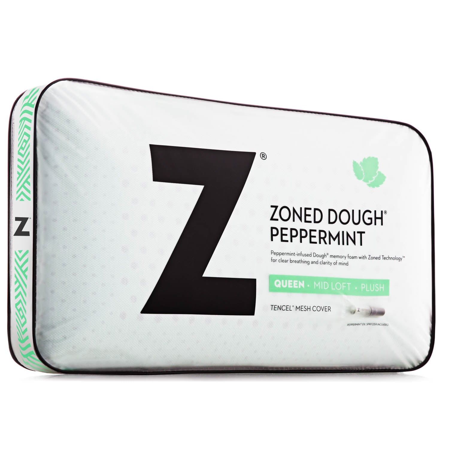Malouf Zoned Dough Peppermint Pillow - Cooling Memory Foam Neck Support Pillow for Side, Back & Stomach Sleepers - Perfect for Hot Sleepers & Pain Relief at Home, Travel & Office